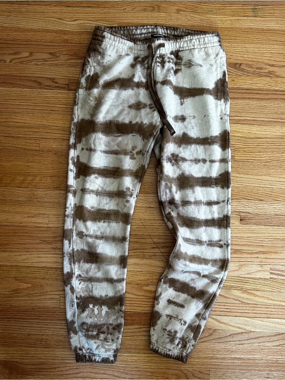 TALENTLESS Brown and Cream Tie-Dye Fleece Joggers Sz small